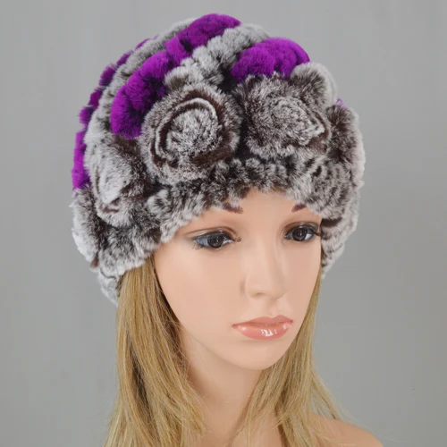 Venta Caliente натуральный Rex Conejo Pelo Sombrero Mujer Hecho A Mano Kina Boinas Para Mujer Gorro Mujer - Цвет: color2