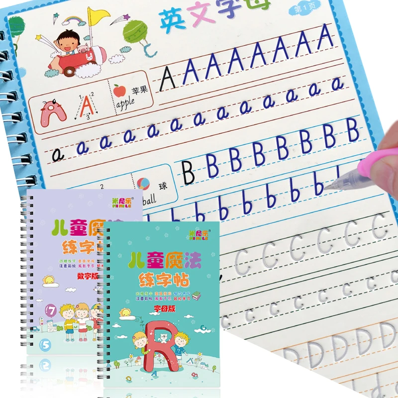 2 Livres D Apprentissage Des Nombres En Anglais Cahier De Pratique Magique Cahier Pour Bebe Calligraphie Ecriture Jouet De Lettrage Anglais Pour Enfants Aliexpress