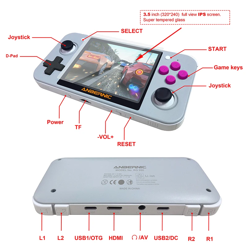 Новая консоль rg350 в ретро стиле игровая для PSP RG350 OpenDingux 3 5 дюймов IPS LCD 16 Гб ROM 64 бит