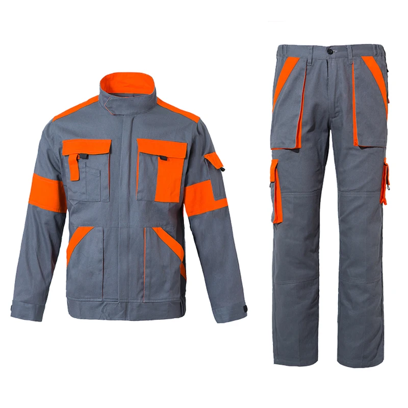 Uniforme de travail pour hommes, veste et pantalon trempés, vêtements de degré, vêtements de travail pour mécanicien, 100% coton 1 Uniforme de travail pour hommes, veste et pantalon trempés, vêtements de degré, vêtements de travail pour mécanicien, 100% coton 1