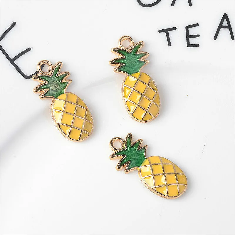 

10pcs Drop Oil Pineapple Shape Alloy Jewelry Accessories DIY Making Earrings Necklace Pendant Materials Find Accessories