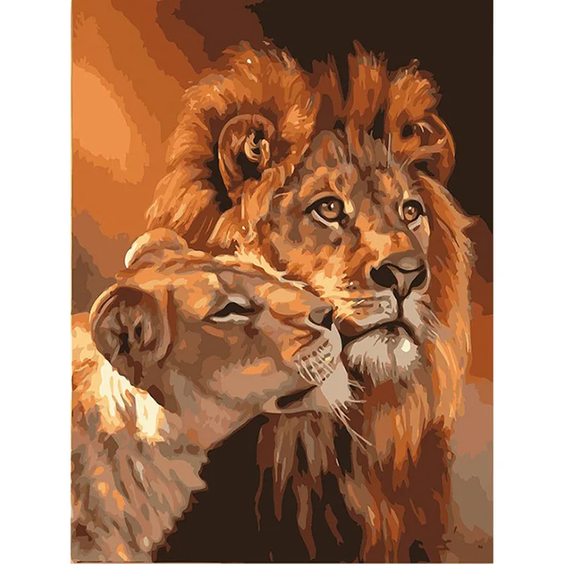 Безрамное животное лев Сделай Сам Набор для рисования по номерам раскраска картина маслом на холсте для рисования дома художественная Настенная картина