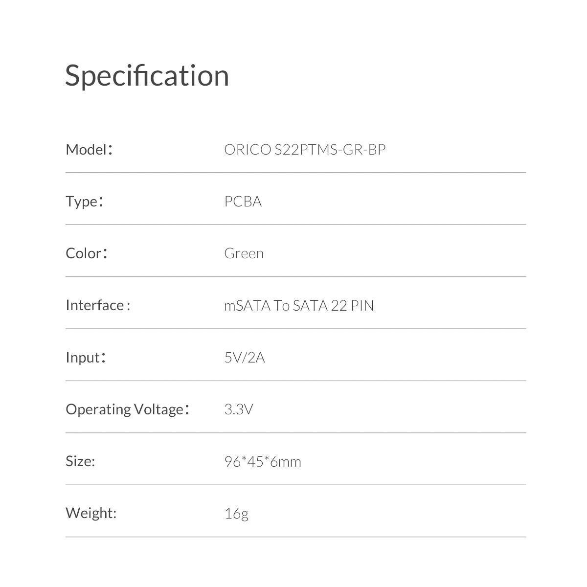 ORICO mSATA до 2,5 дюймов SATA 22PIN адаптер SSD адаптер карта Поддержка SATA3 протокол пряжка дизайн mSATA до 2,5 SATA 22PIN