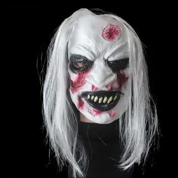 

Halloween Scary Face Mask Zombie Cosplay Gray Hair Ghost Masks Halloween Party Horror Headgear Mask Simulation Grimace Masks