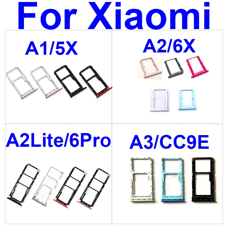 Supporto Per Vassoio Per Scheda Sim Per Xiaomi Mi A1 A2 Lite A3 5X 6X Cc9E Redmi 6 Pro Adattatori Per Slot Per Lettore Di Schede Sim Presa Parti Di Ri