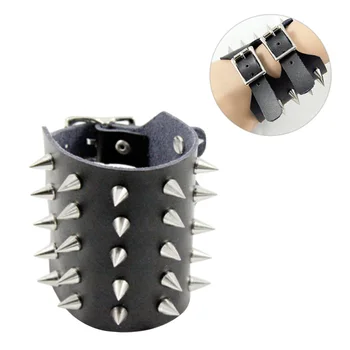 

Punk Spikes Rivet Stud Wide Cuff Leather Bracelets Bangles Gothic Rock Unisex Bangle Harness Bracelets Charm Bileklik Pulseiras