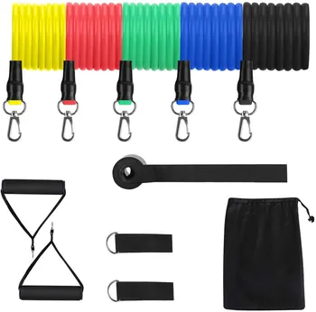 

Amazon Hot Selling Pulling Rope 11 Pieces Fitness Resistance Band Sets Training Elastic Band TPE Chest Expander