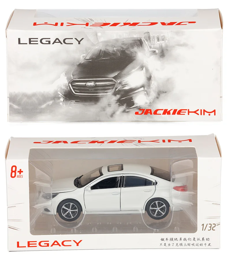 JACKIEKIM 1:32 Subaru legacy белый звук и светильник оттягивающийся под давлением модель автомобиля