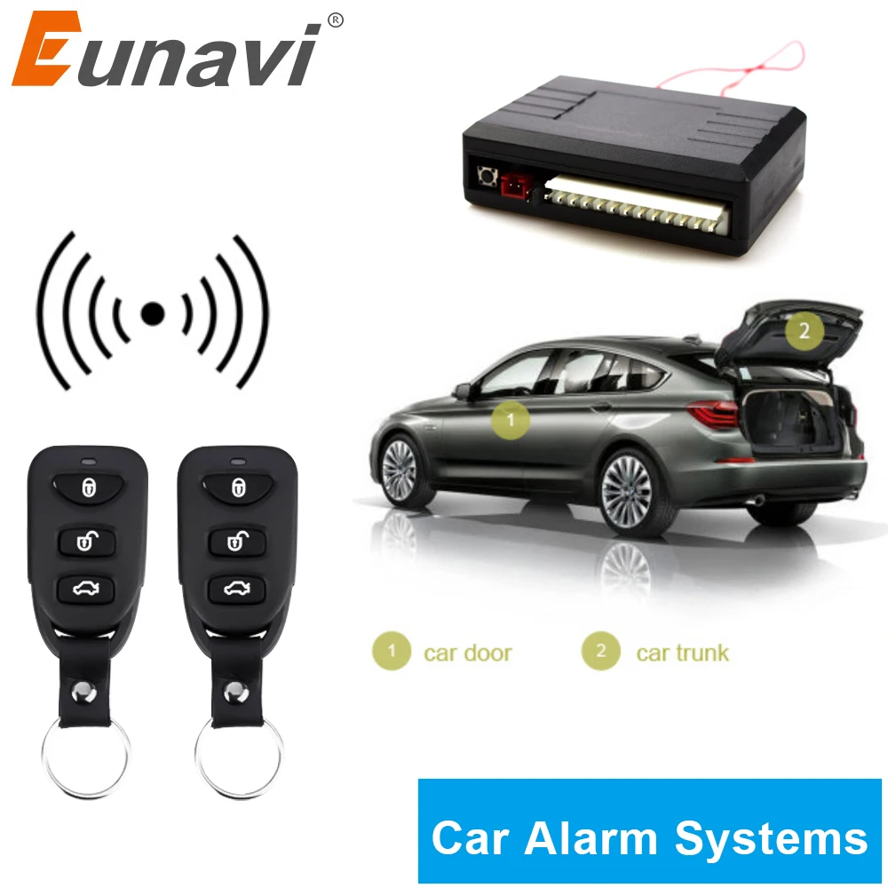 Eunavi 12V Автомобильная сигнализация с дистанционным центральным комплектом