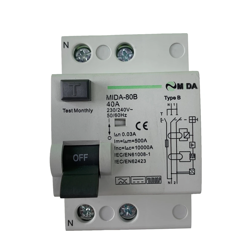 RCDs Electrical 80 Amp 30mA RCD RCCB Trip Switch Double Pole DIN Rail
