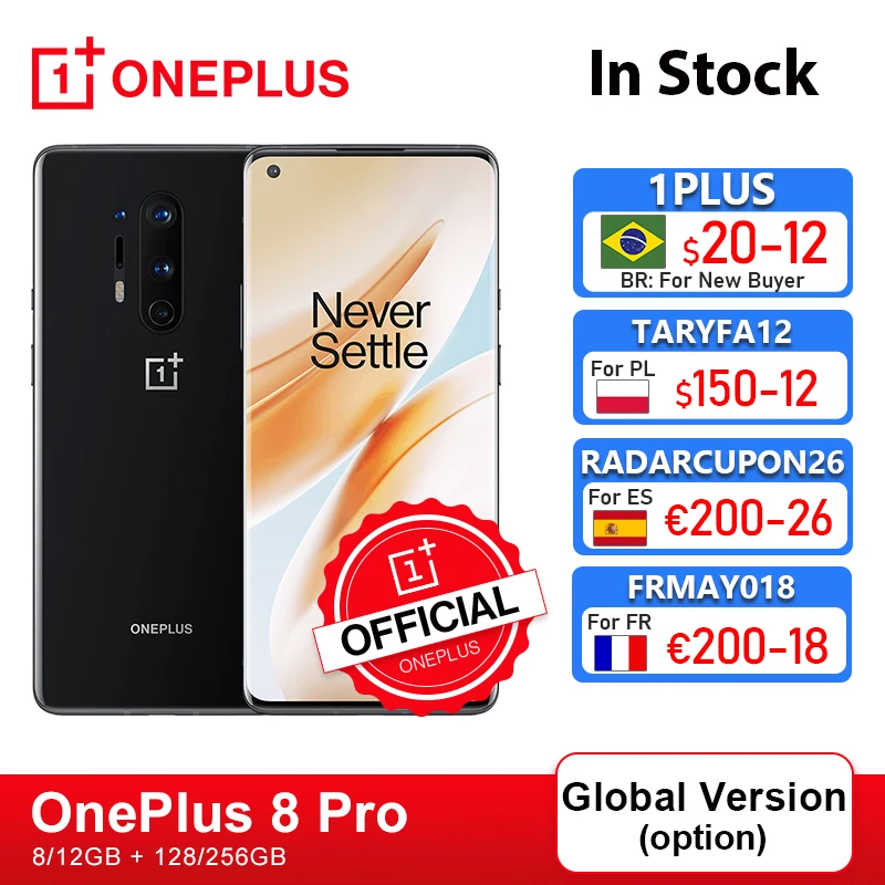 Rom Global Oneplus 8 Pro 5G OnePlus tienda oficial Smartphone Snapdragon 865 8G RAM 128G ROM 6,78 120Hz pantalla; código: RADARCUPON26 (200€-26€)05ESOW20(€150-20)