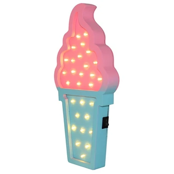 

Lovely 3D Wooden Ice-Cream LED Night Light Baby Bedroom Night Lamp LED Wall Lights for Home Decorative Pink/Blue