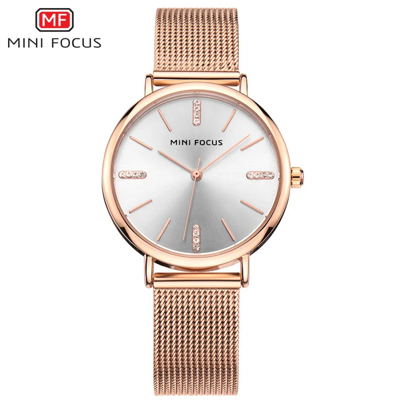 

Minifocus Fox Quartz Stainless Steel Net Watch Rose Gold WOMEN'S Watch Leisure Table 0036l