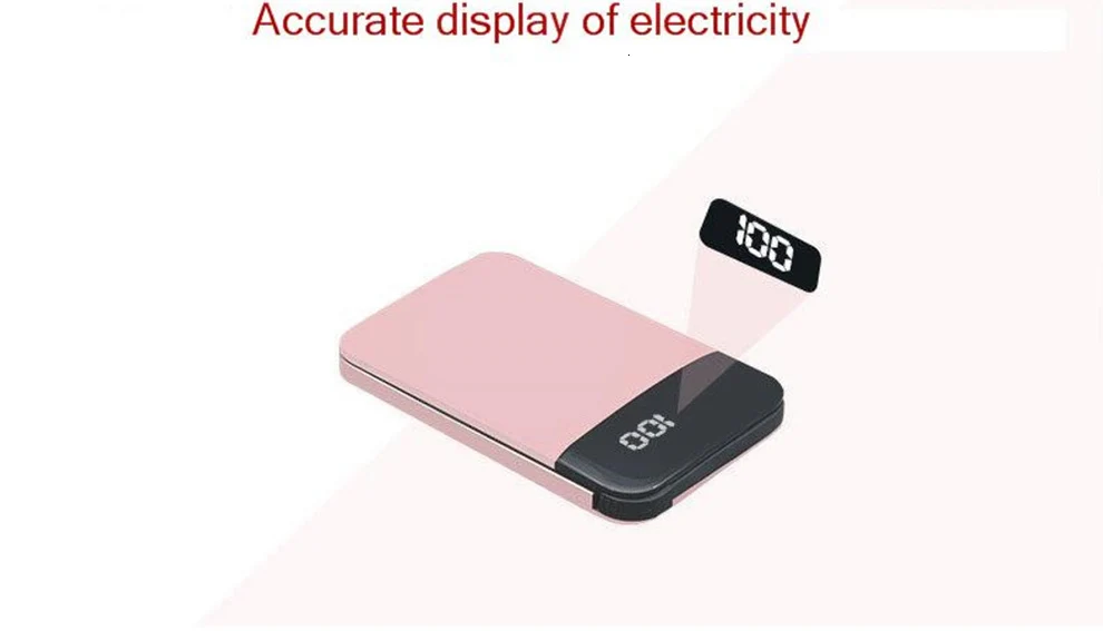 Vogek 6000 мАч Внешний аккумулятор для iPhone samsung, внешний аккумулятор, ультратонкий Встроенный кабель 3 в 1, мини внешний аккумулятор, светодиодный дисплей