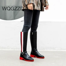 Роскошные Брендовые женские сапоги до колена; модные зимние мотоциклетные сапоги на молнии; женские рыцарские сапоги