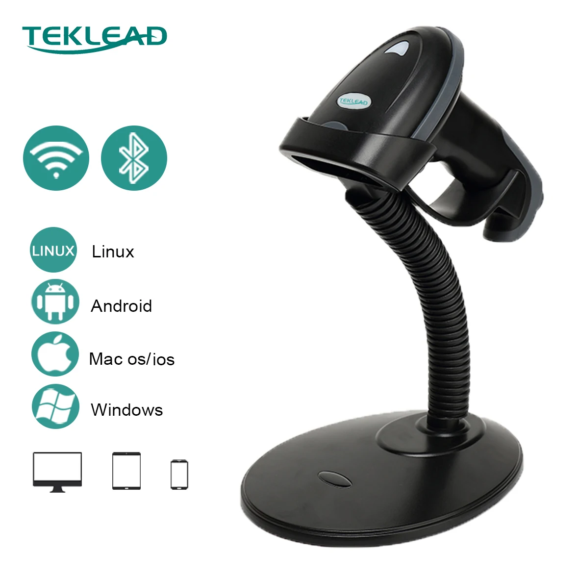 Varredor do Código de Barras do Laser com Suporte em Usb Bluetooth sem Fio para a Loja Varejo do Excel do Inventário do Armazém Usb com Fio com Fio 2.4g