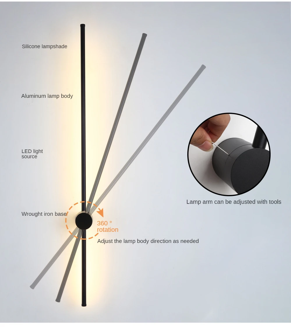 wall sconces for living room Led Wall Lamp Long RGB Wall Light Atmosphere Decor For Home Bedroom Living Room Bar Corridor Sofa Background Wall Linear Fixture led wall lamp