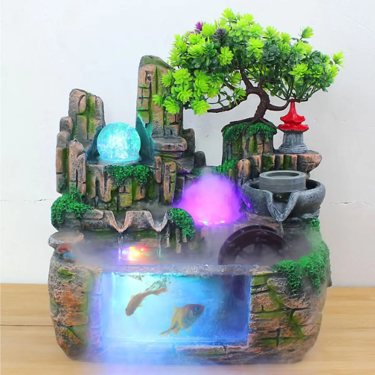 Rockery настольный фонтан с орнаментом подсветкой светодиодный светильник