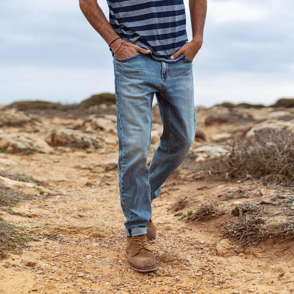 Najtaniej SIMWOOD 2020 wiosna nowe, dżinsowe męskie lekkie pranie proste regularne slim fit spodnie jeansowe plus size odzież marki SI980725