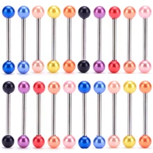 10 шт. титановая сталь с искусственным жемчугом, шарик, язык, прямая штанга, кольцо для соска, пирсинг, ухо, трагус, штанга, модные украшения для тела