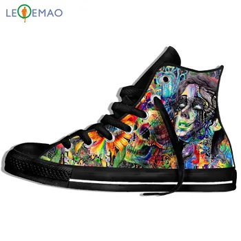 

Custom Image Printing Sneakers Men Colorful Trippy Hip Hop Printed Psychedelic Canvas Canvas Breathable Walking Flat