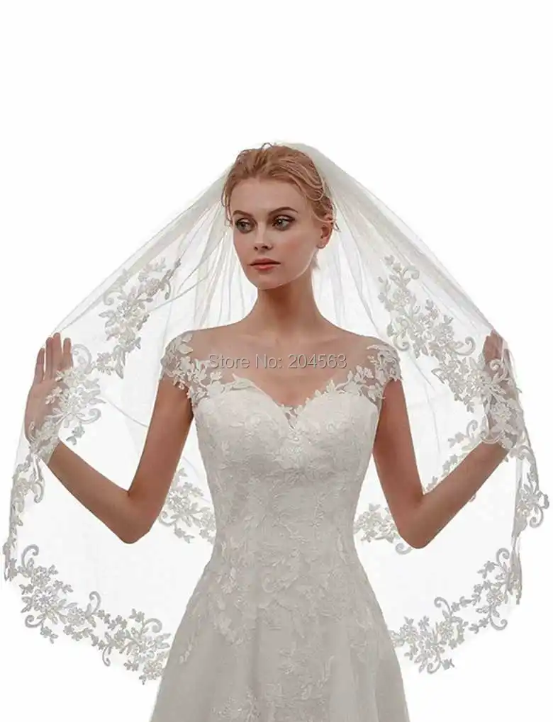 

Romantic Two Layer Veil Wedding Veils Tulle Lace Veil for Bride with Comb Wedding Accessories