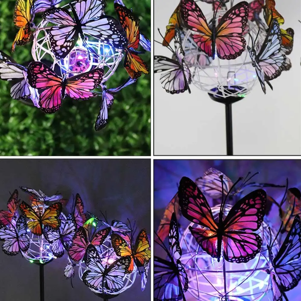 Flashlight Butterfly Backyard Pathway Decoration Durable Auto Light Up Solar Powered Yard Lamp Garden Room Lighting Lawn Decorat - Image 2