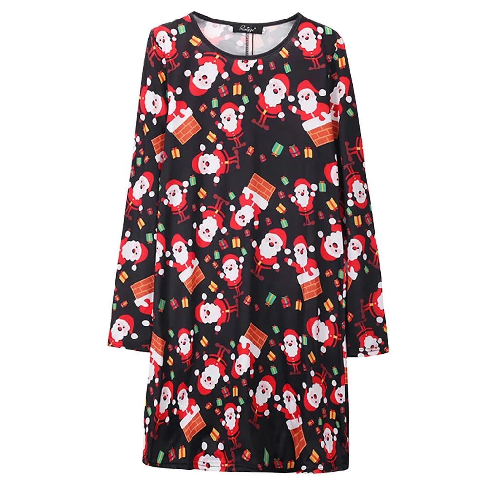 Платье размера плюс, сексуальное платье, Vestidos De Verano, платье размера плюс, новое женское платье с рождественским принтом, свободное платье, вечернее платье