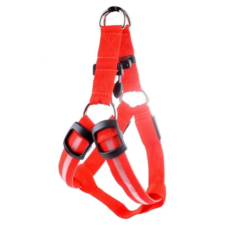 Nylon Pet Safety LED Harness Dog Product Flashing Light Harness LED Dog Harness Leash Rope Belt Dog Collar Vest 