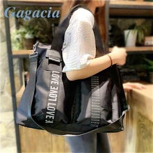 

GAGACIA Fashion Women Nylon Travel Weekend Traveling Bag Large Capacity Girls Shoulder Bags Female Sport Outdoor Black Handbags