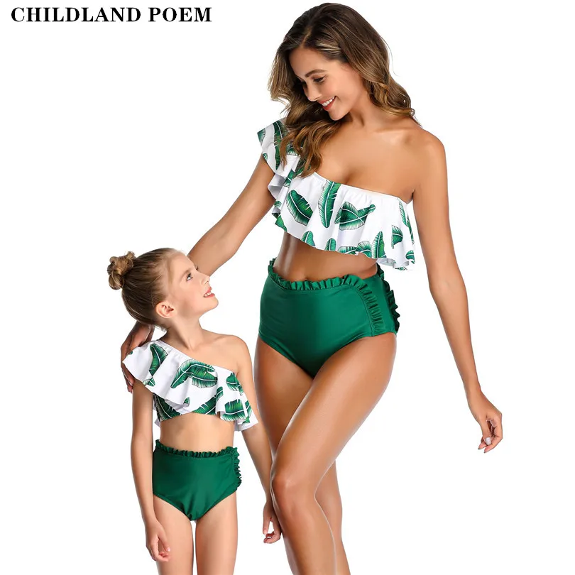 

Mother And Daughter Swimsuits Clothes Ruffle Family Look Mom Daughter Swimwear Mommy And Me Clothes Family Matching Outfits