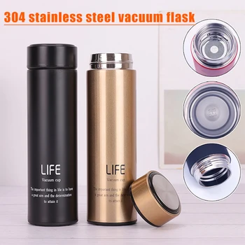 

304 Stainless Steel Double-layer Vacuum Cup Straight Type Business Insulated Water Bottle 500ml OCT998
