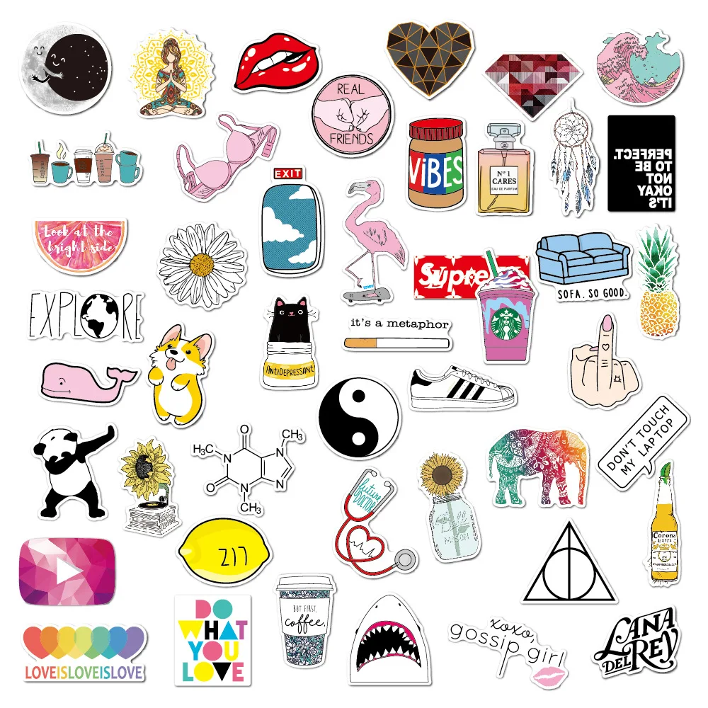 

50Pcs VSCO Stickers Girl Cool Graffiti Waterproof Stickers Pack For For Suitcase Skateboard Laptop Motorcycle Car Cartoon Toys
