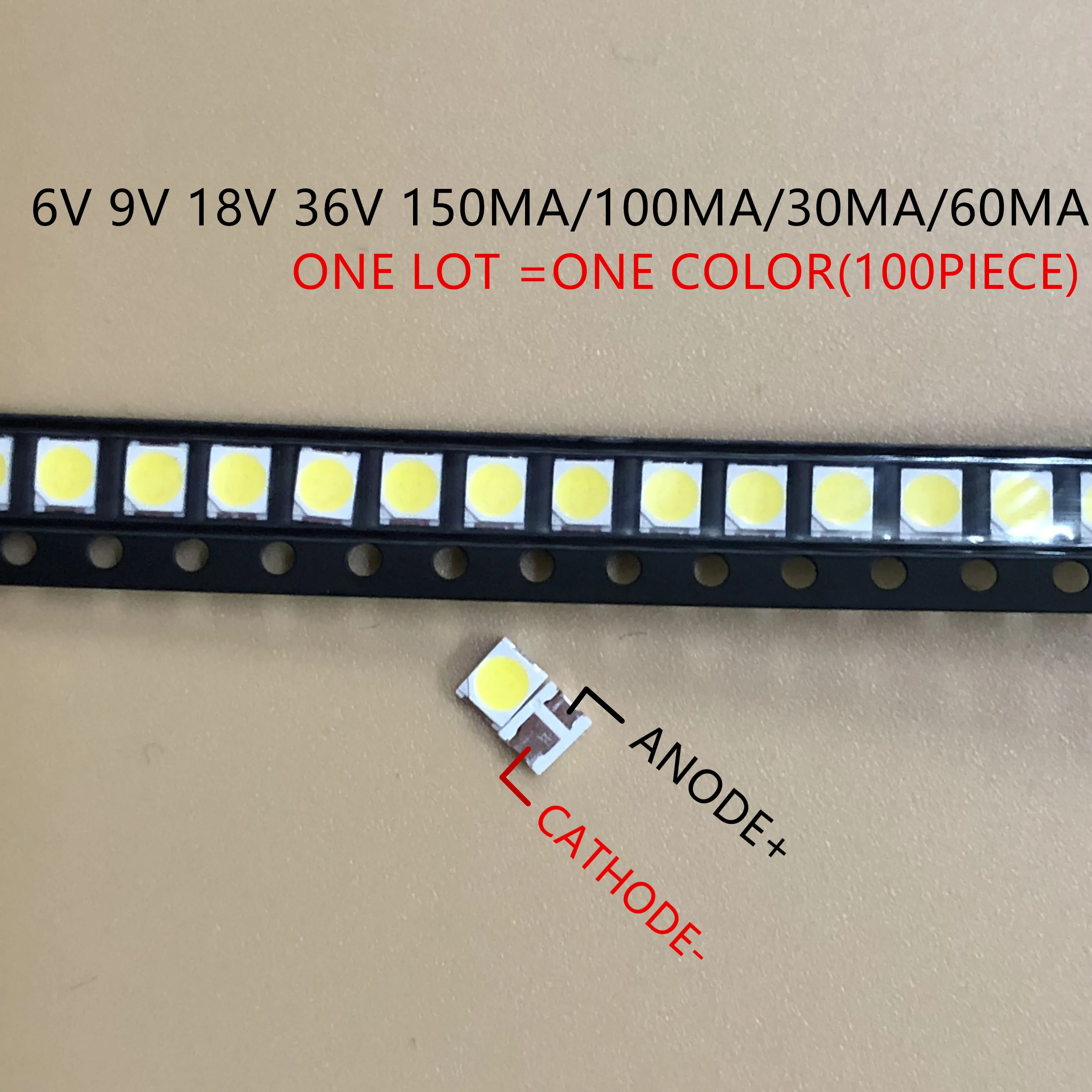 Высокая Яркость SMD СВЕТОДИОДНЫЙ 2835 1 Вт белый 100 шт./лот 6V 9V 18V 36V