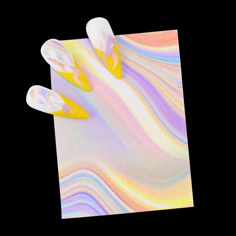 FlorVida 6 шт. комплект пламени наклейки для ногтей украшения набор 3D дизайн ногтей Наклейка огненное пламя накладные ногти клей