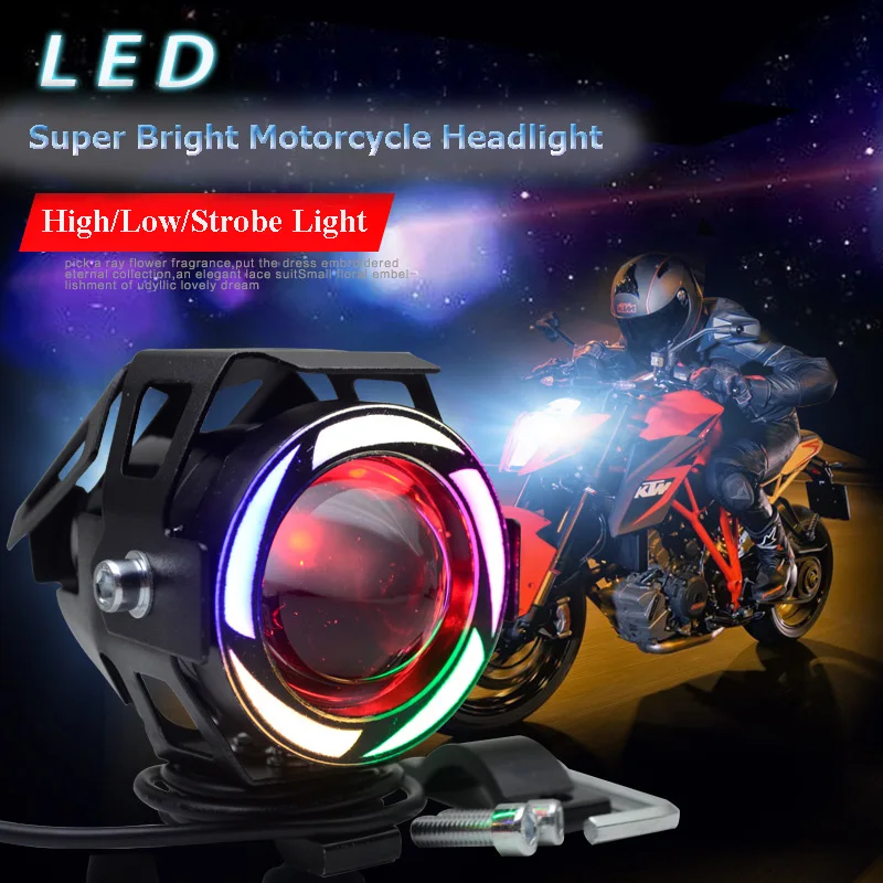 U7 Scheinwerfer 125W Motorrad Scheinwerfer Scheinwerfer LED Motorrad Angel  Eyes Motorrad LED Hilfs Lampe DRL 2 Teile/satz – die besten Artikel im  Online-Shop Joom Geek