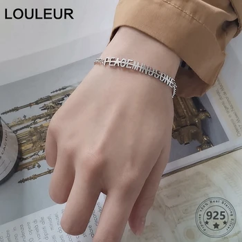 

LouLeur Real 925 Sterling Silver Elegant Bracelet Minimalist Letter Chain Bracelets For Women Summer Fashion Fine Jewelry Charms
