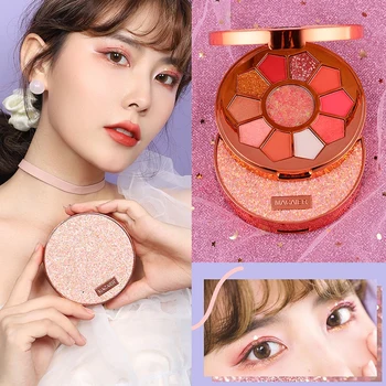 

11 Colors Round Eye Shadow Shimmer Matte Sequin Glitter Eyeshadow Palette Natural Lasting Eyes Makeup Tool