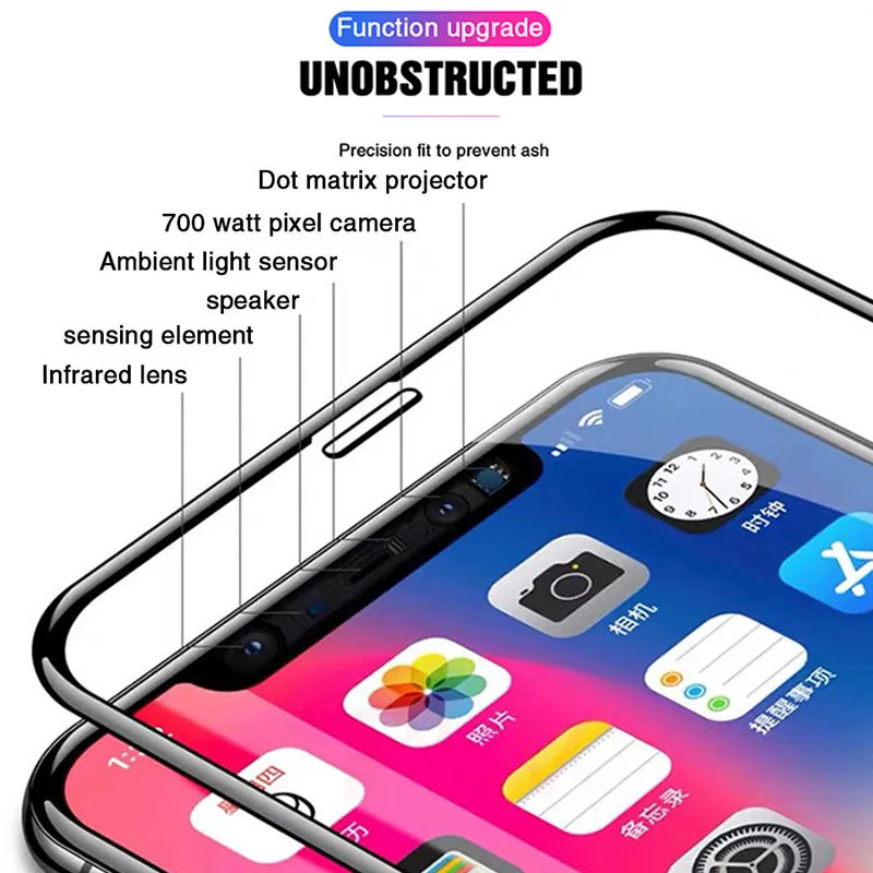 Für iphone 11 pro max gehärtetem glas für iphone xr xs max glassfor iphone 7 8 plus 6 glas schutz b