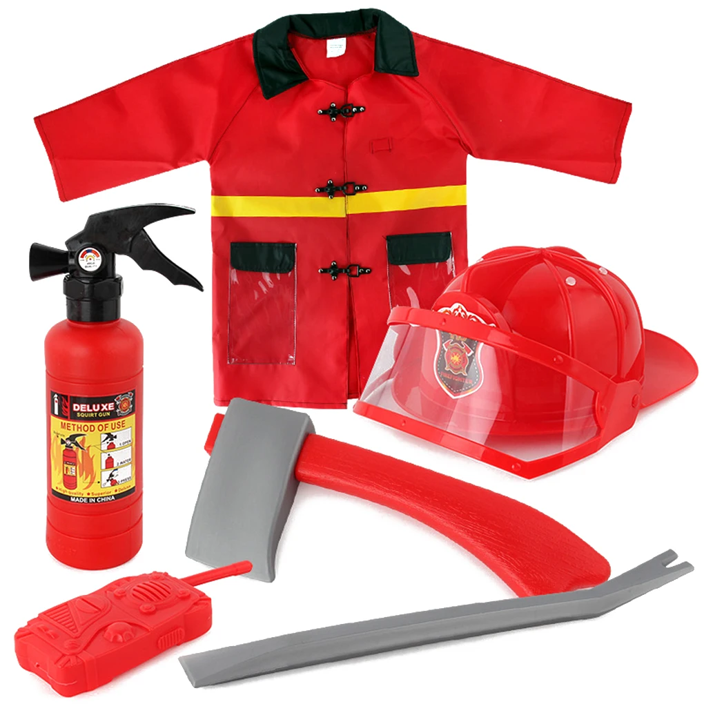 Children's Firefighter Toy Set Fire Hat Clothes Accessories Cosplay Stage Performance Costume Supplies Simulation Props | Игрушки и