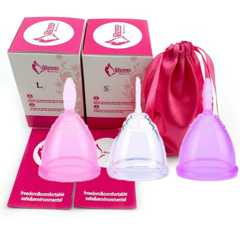 

Feminine Hygiene Menstrual Cup Medical Grade Silicone Alternative Pads Tampons Vaginal Cups Sterilizing Women Period 3Pcs/Set