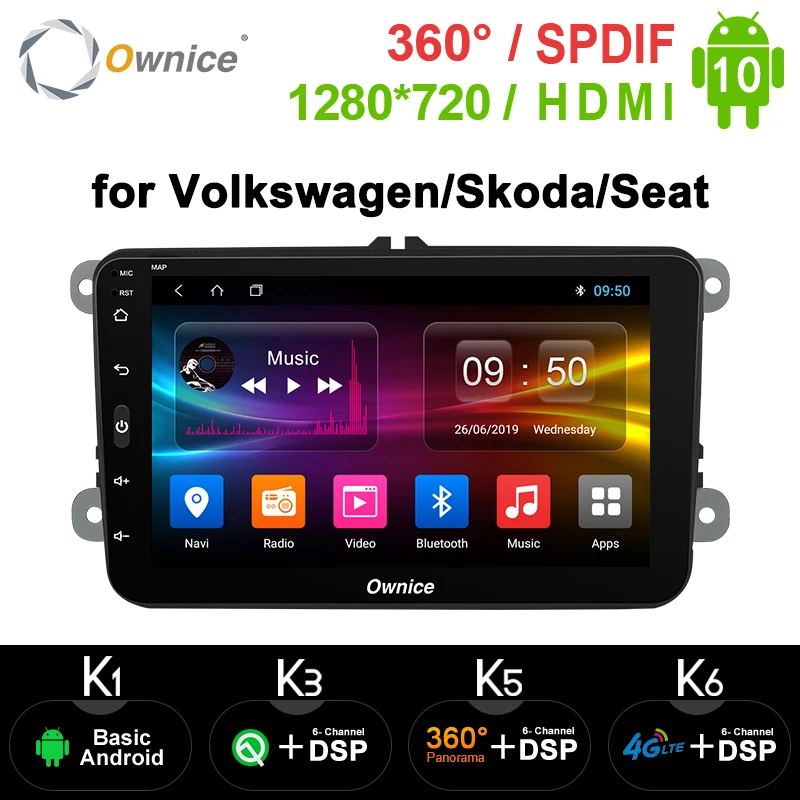 Ownice 2 Din K1 K2 Android 10.0 Octa Core Car DVD Player For Volkswagen Passat POLO GOLF Skoda Seat 4G LTE Nerwork 32GB ROM