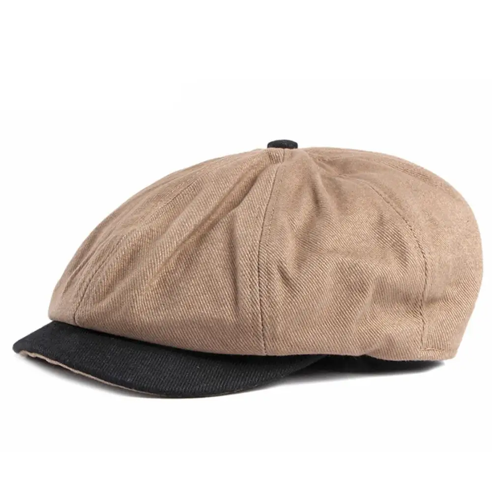 Khaki Осень-зима, мужские шапки, модные береты, британский западный стиль, шерсть, улучшенная плоская кепка плюща, классический винтажный полосатый берет - Цвет: Khaki