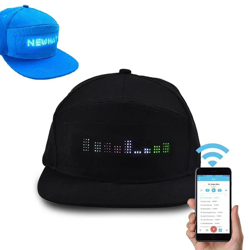 Светодиодный дисплей модная шляпа светящаяся, для клуба вечерние спортивные фонарик для путешествий бейсбол, Гольф хип-хоп светящаяся шапка программируемая