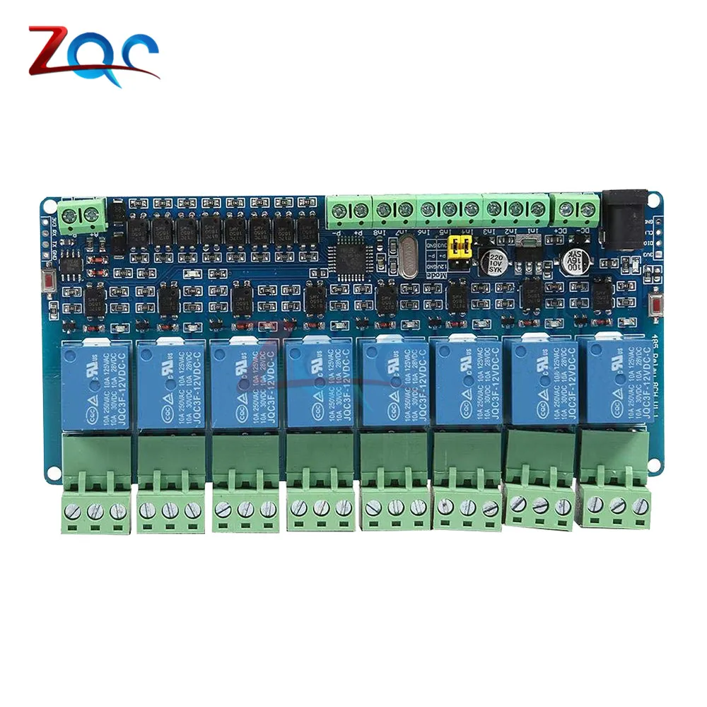 Modbus Rtu 8 каналов 12 В релейный модуль переключатель вход/выход RS485/ttl реле интерфейса связи 8 индикатор реле доска