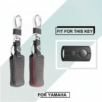 

Genuine Leather Key Cover for Yamaha NVX155 QBIX AEROX JAUNS XMAX300 2 button motorcycle Keychain Case Fob