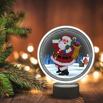 

Santa Claus DIY Special Shaped Drill Diamond Painting LED Mosaic Decor Lamp Home Night Light Christmas Gift