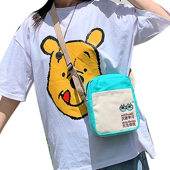 

Women Canvas Handbags Korean Mini Student Bag Cell Phone Bags Simple Small Crossbody Bags Casual Ladies Flap Shoulder Bag