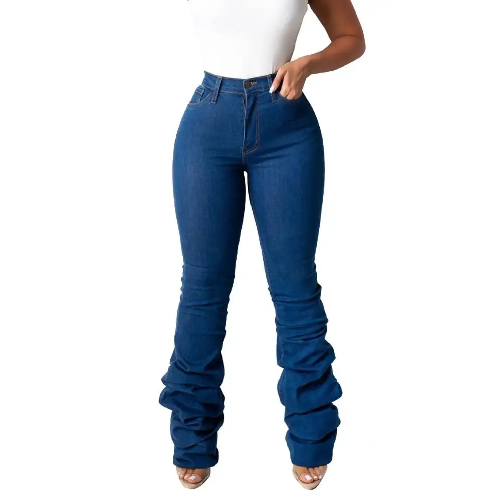 

High Jean Hot Style Fashion Slim Extra Long Folds Discounted Legs Trousers For Women Fall And WinterHigh Street Fashion