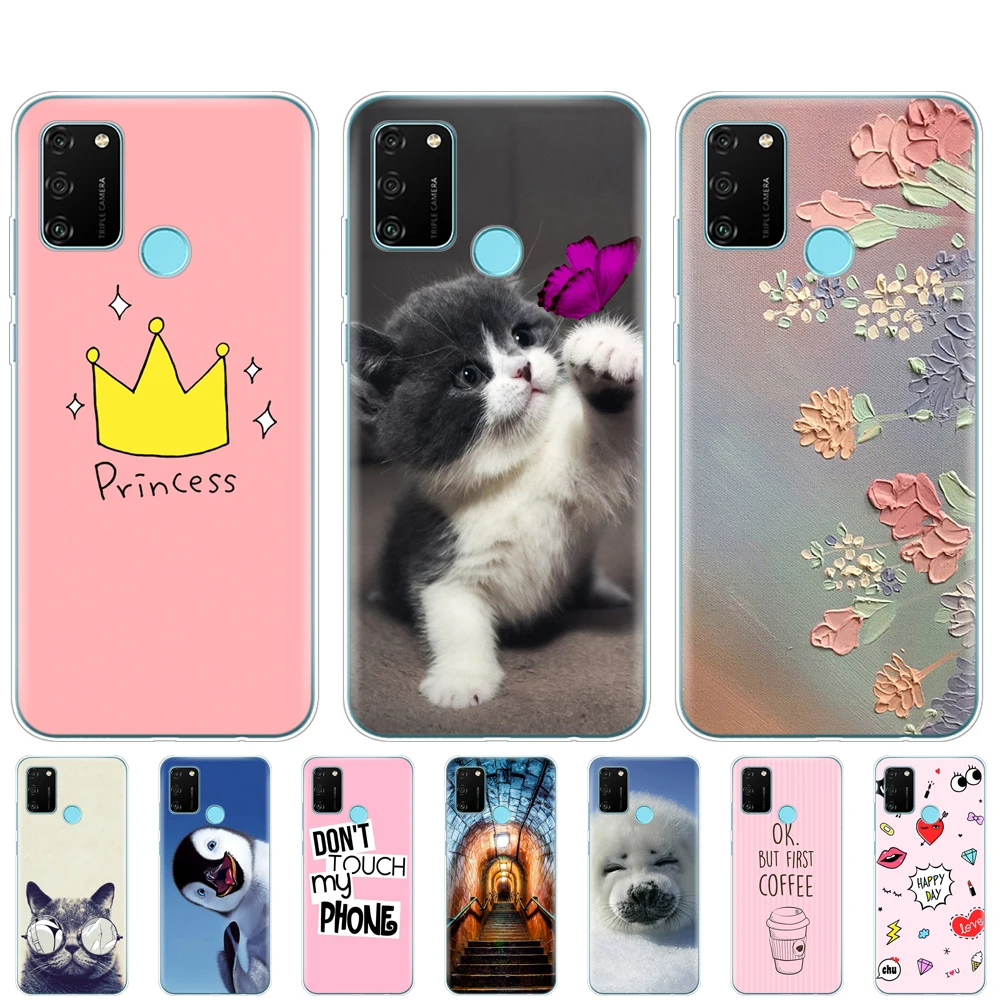 Силиконовый чехол для HONOR 9A 6 3 дюйма мягкий телефона из ТПУ Huawei Honor 9 A зеркальная